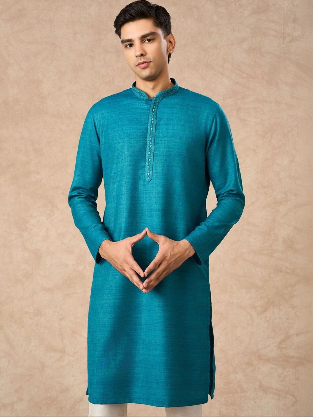 Manyavar Men Regular Thread Work Kurta with Pyjamas-picture-15