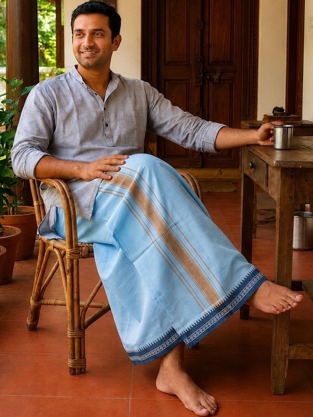 Sharan Elegance Men Striped Cotton Dhoti Dhotis-picture-37