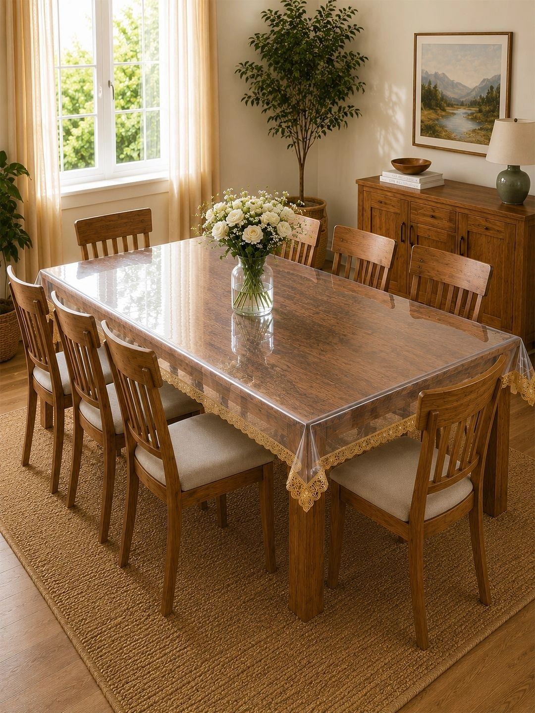 Aura Gold-Toned Waterproof 8-Seater Table Cover with Embellished details-picture-35