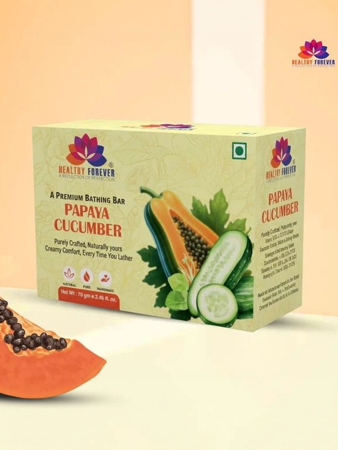 HEALTHY FOREVER Papaya Cucumber Soap For Hydration - 70 g-picture-11