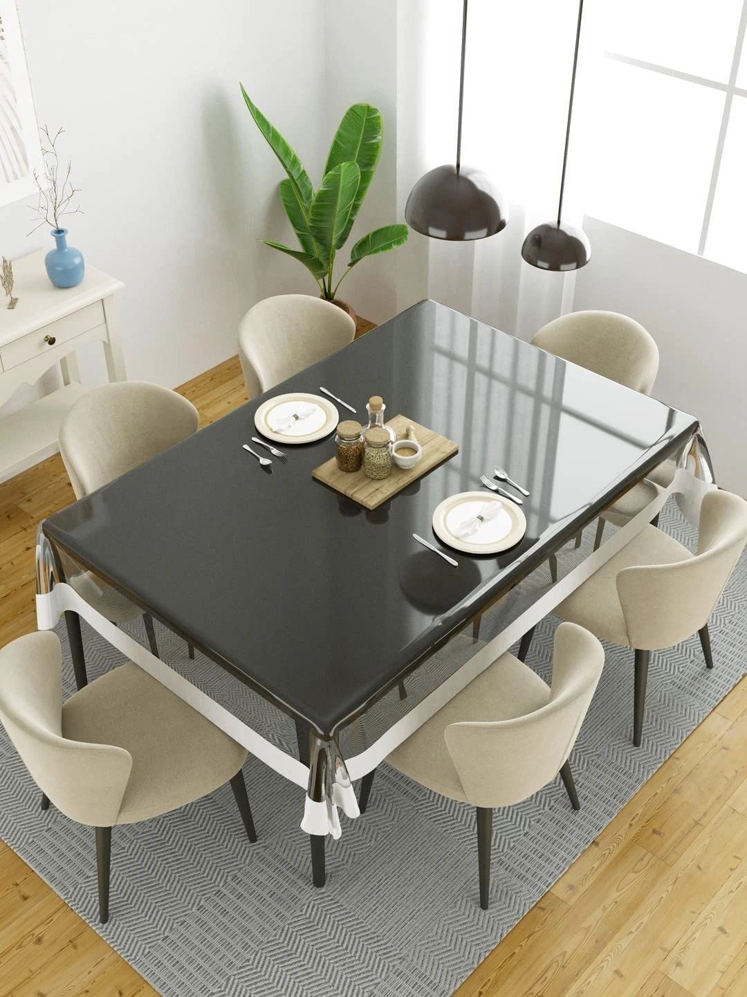 Myntra Elegant Homes White Waterproof 8-Seater Table Cover-picture-25