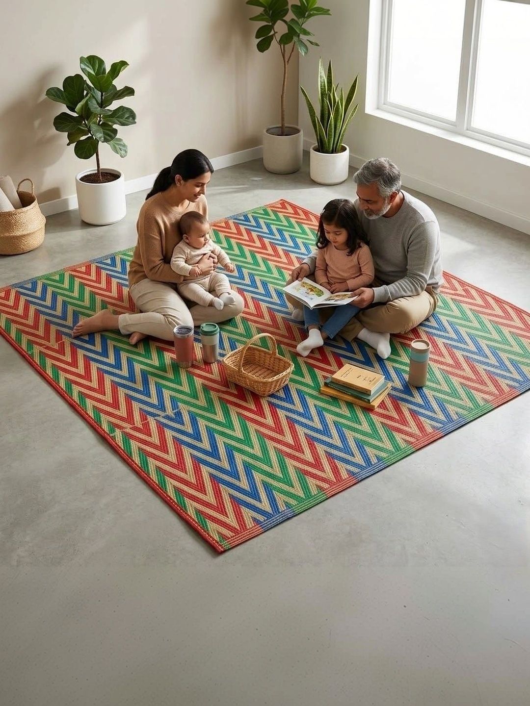 chavan enterprises Blue & Green Foldable plastic floor mat-image-2