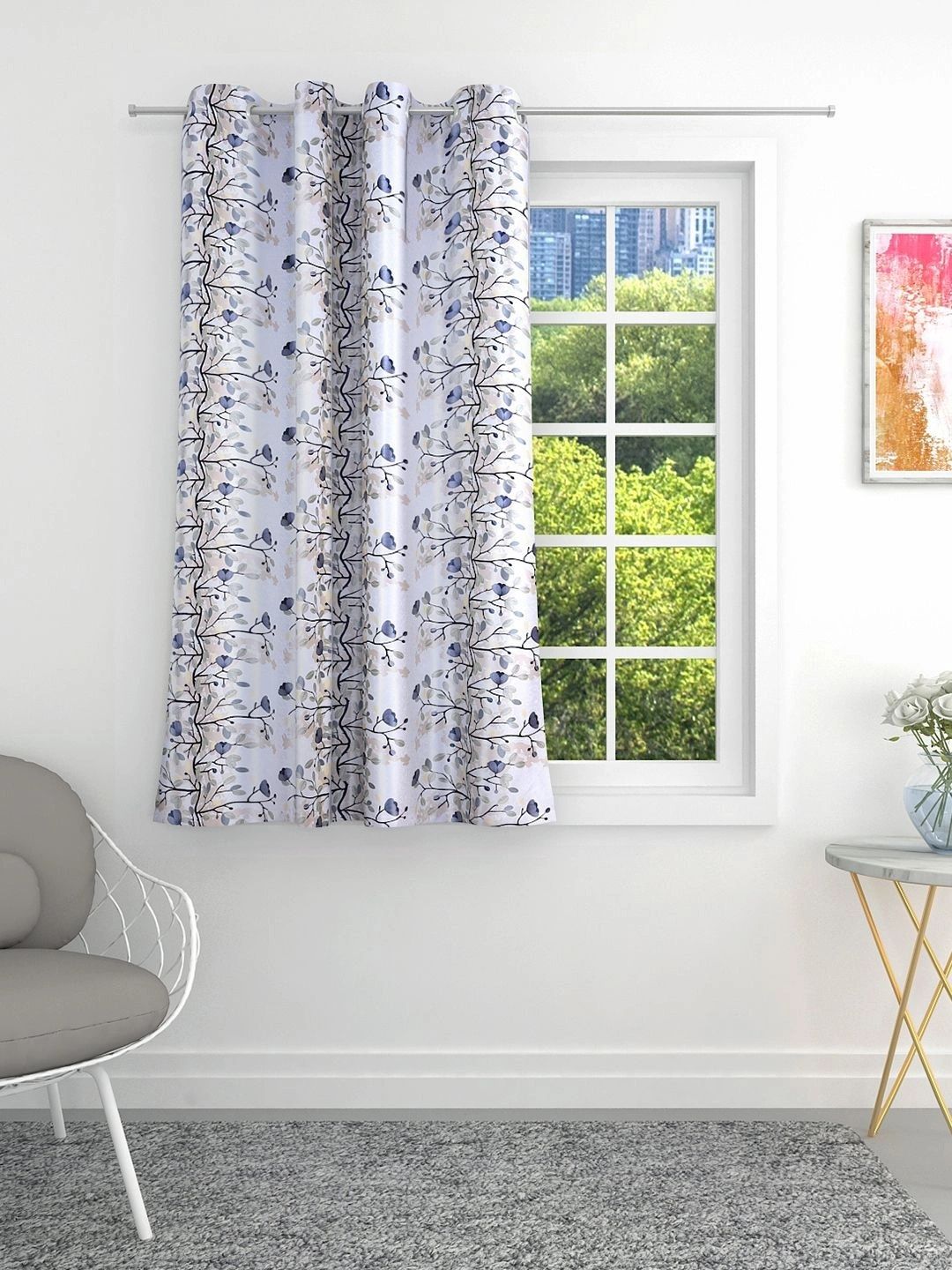 THE CONVERSION Grey Floral Window Curtain-image-36