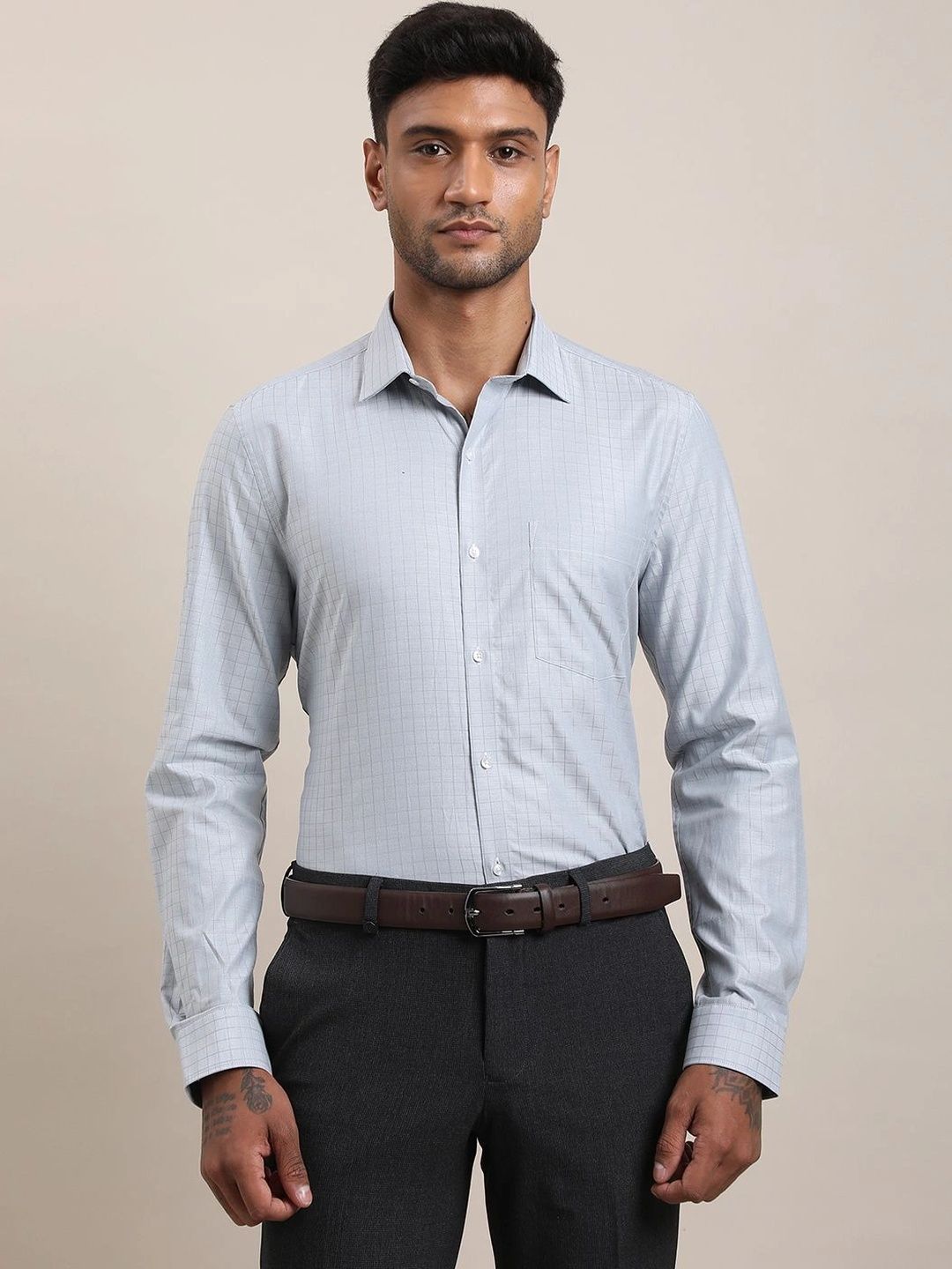 Turtle Men Standard Windowpane Checks Checked Formal Shirt-image-37