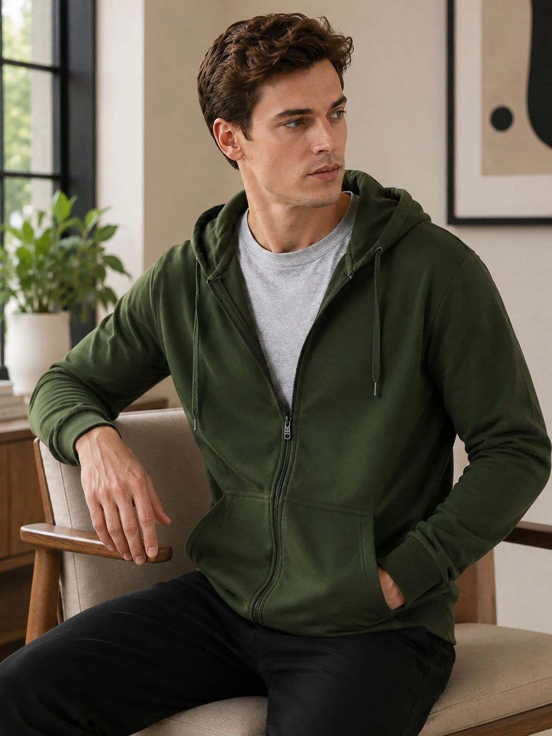 MaverIQ Men Fleece Lightweight Open Front Jacket-picture-53