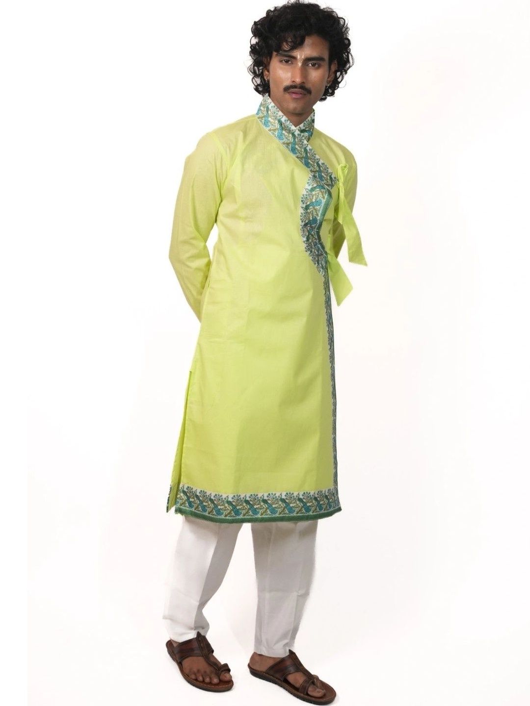 DHARniya Men Ethnic Motifs Angrakha Pure Cotton Kurta with Pyjamas-picture-28