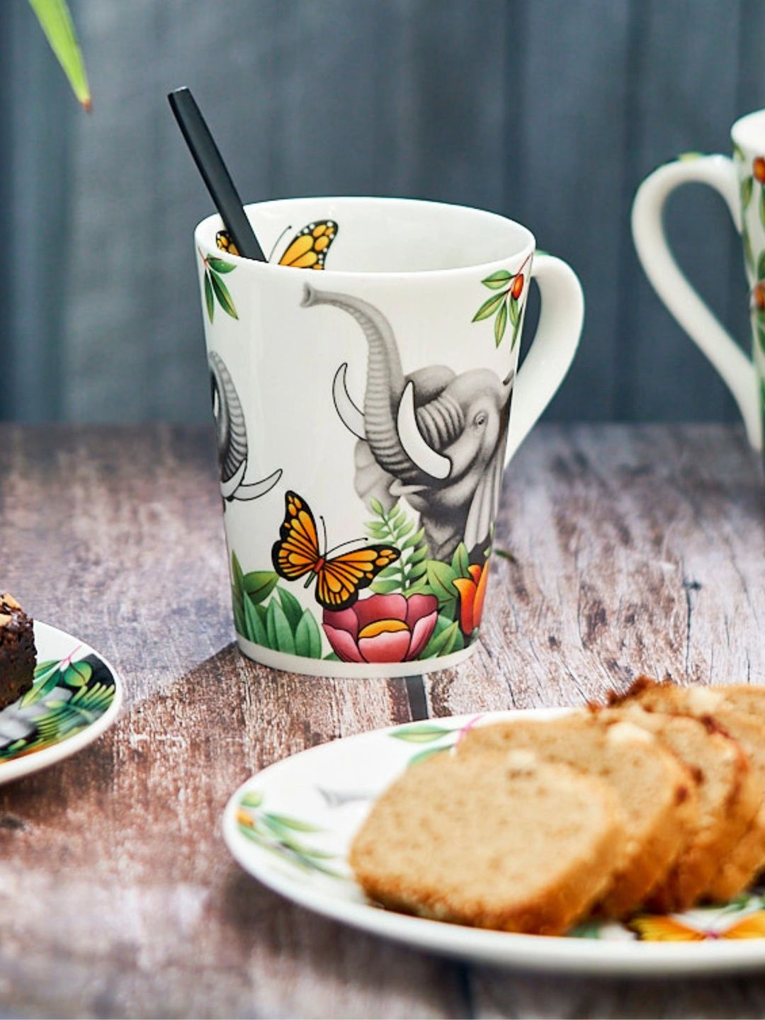 GOLDEN QUEEN'S White Natural Elements Printed Bone China Glossy Mugs Set of Cups and Mugs-image-36