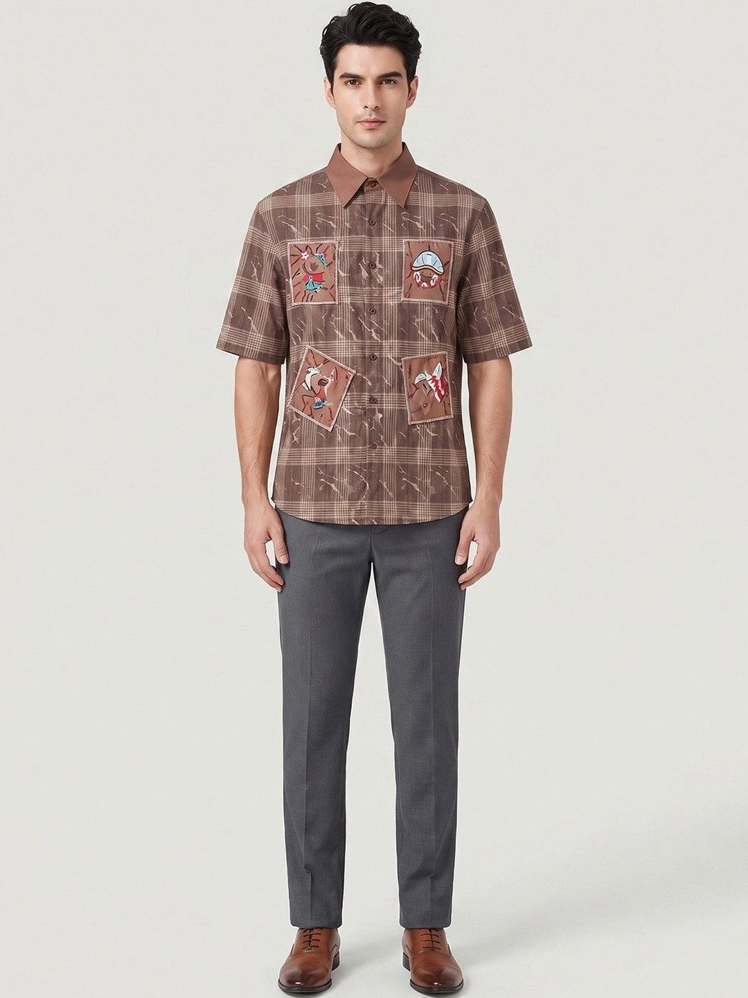 Suo Men Checked Casual Shirt-image-23