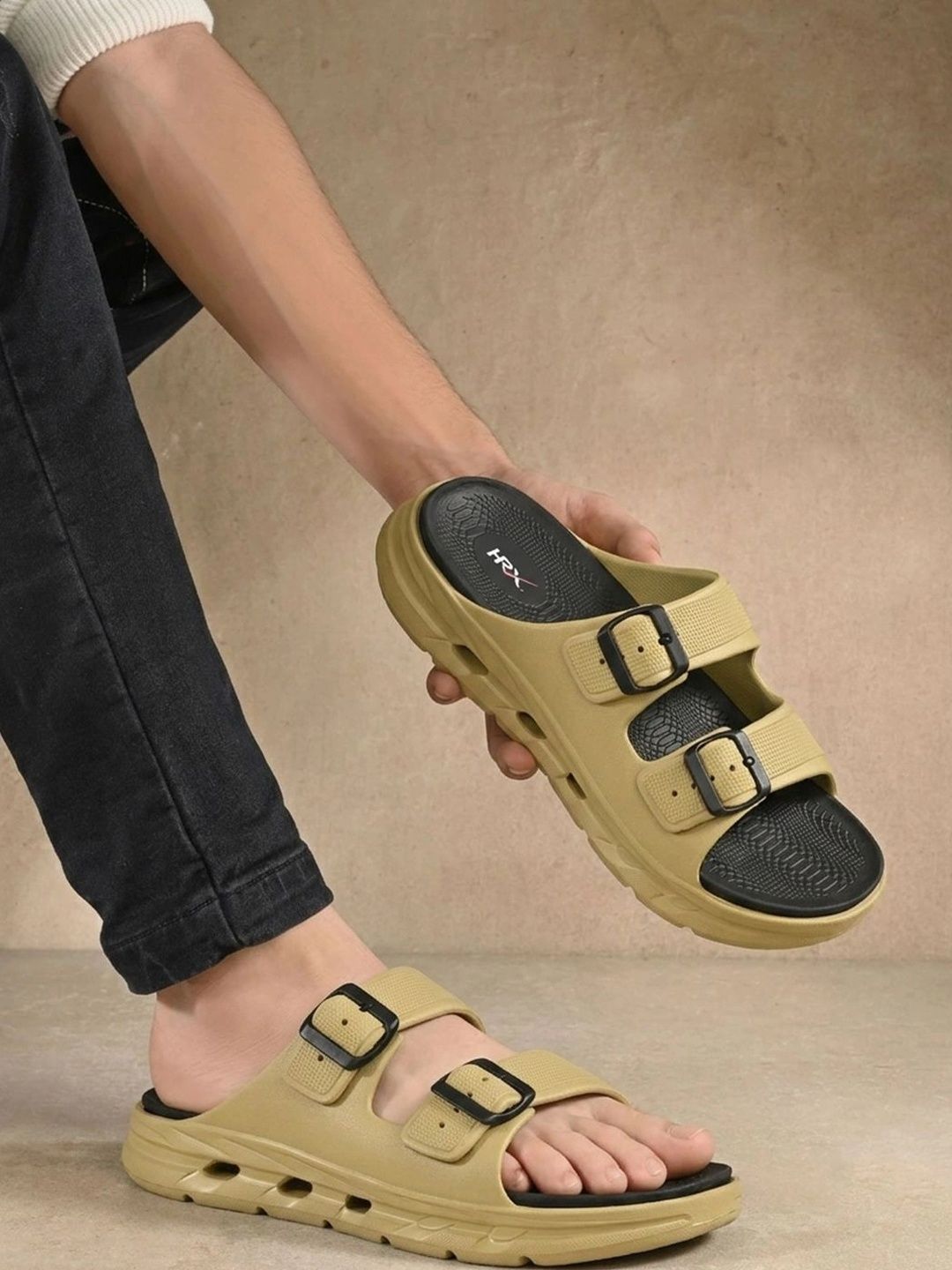 HRX by Hrithik Roshan Men Buckle Design Sliders-picture-49