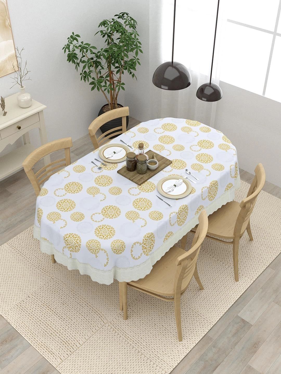 Myntra Elegant Homes Gold-Toned Waterproof Oval 4-Seater Table Cover-picture-26