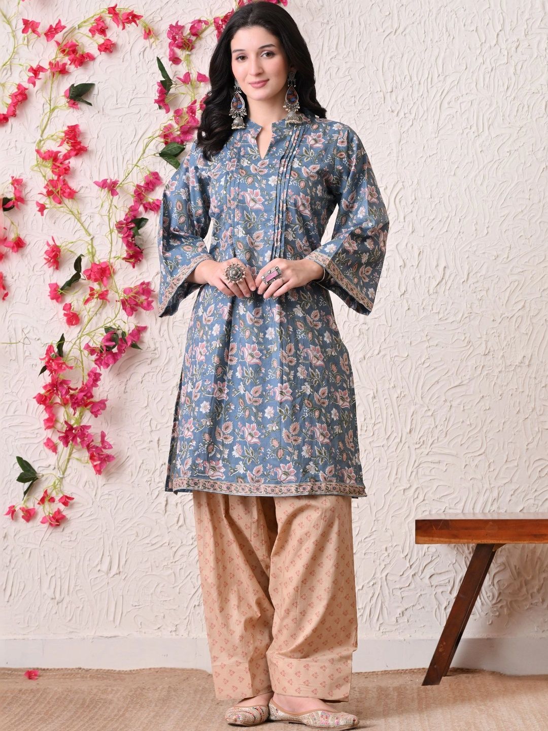 RATAN Women Floral Printed Regular Kurta with Farshi Salwar Set-image-37