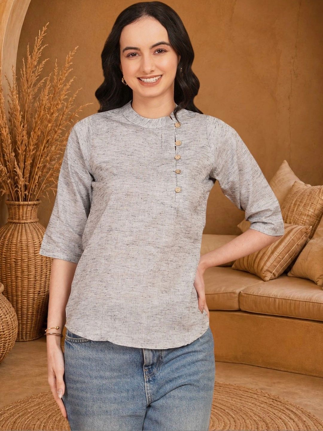 Anouk Rustic Pure Cotton Blend Khadi Kurti-picture-12