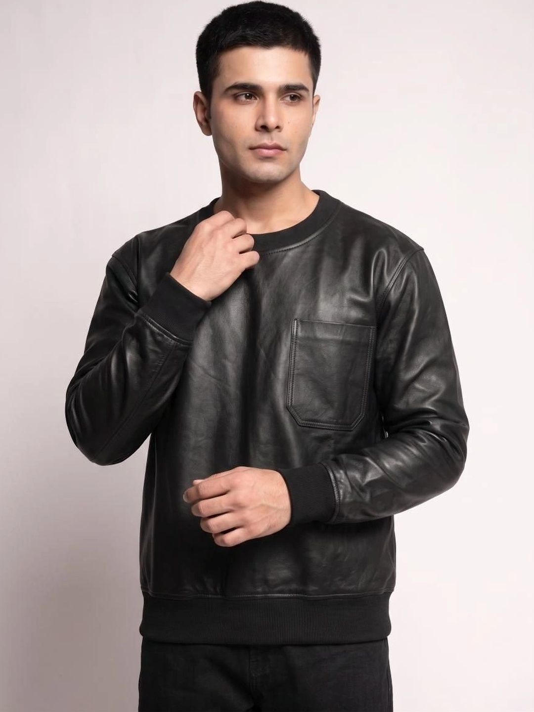 Mark Styling Men Leather Bomber Jacket-picture-51