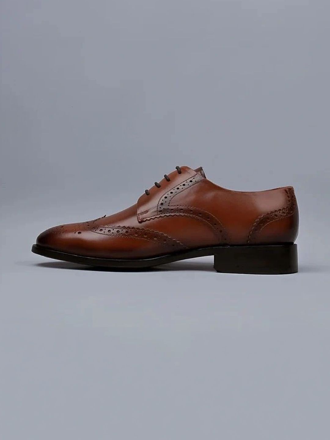 HIDE & LEATHER Men Textured Leather Round Toe Lace-Ups Formal Derbys-image-19