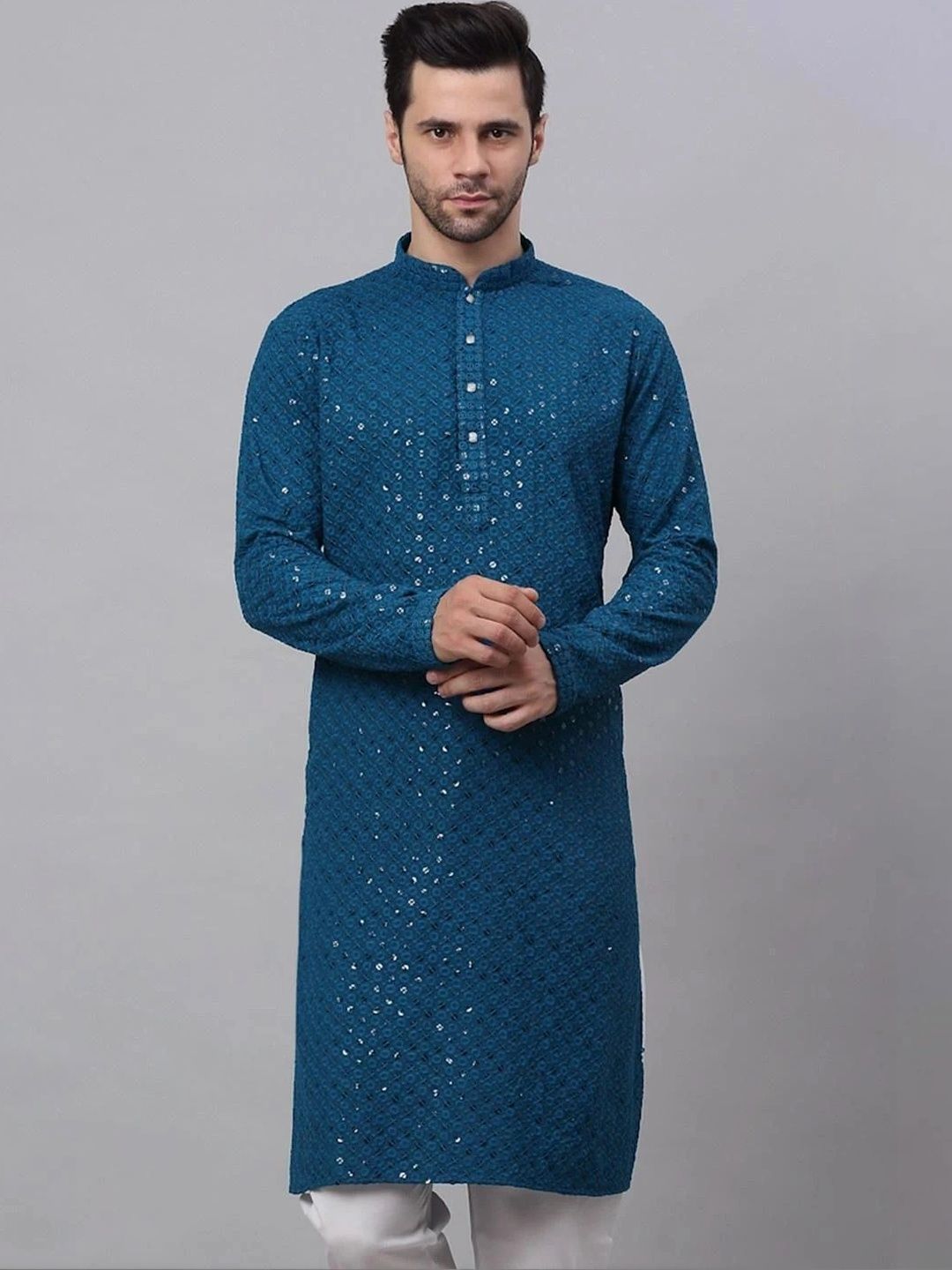 Moda Rapido Men Ethnic Motifs Embroidered Sequinned Handloom Kurta-picture-17