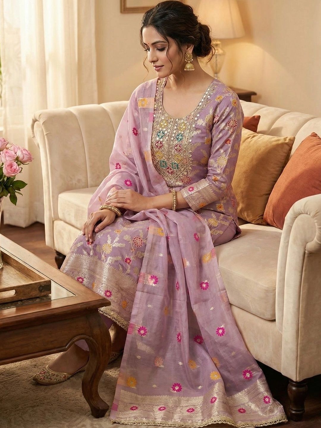 HERE&NOW Embroidered Unstitched Dress Material-picture-58