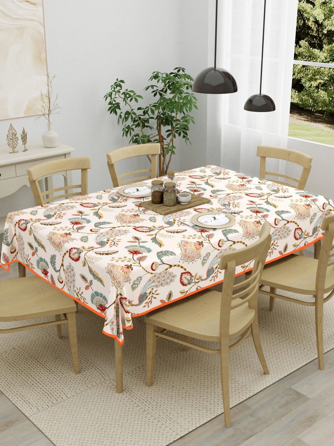 Aura Multicoloured Floral Cotton 6-Seater Table Cover-picture-56