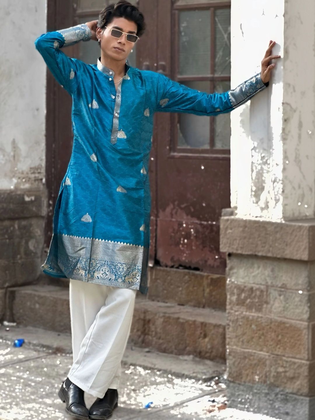 House Of Sanskruti Men Grandeur & Majestic Artwork Jacquard Kurta-picture-10