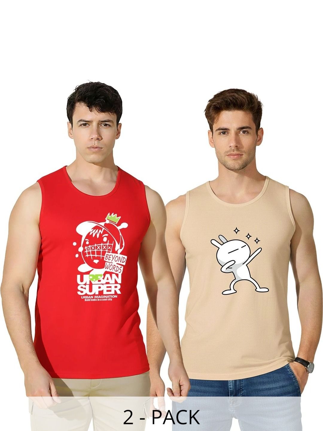 SLOWLORIS Pack of 2 Printed Cotton Tank-picture-23