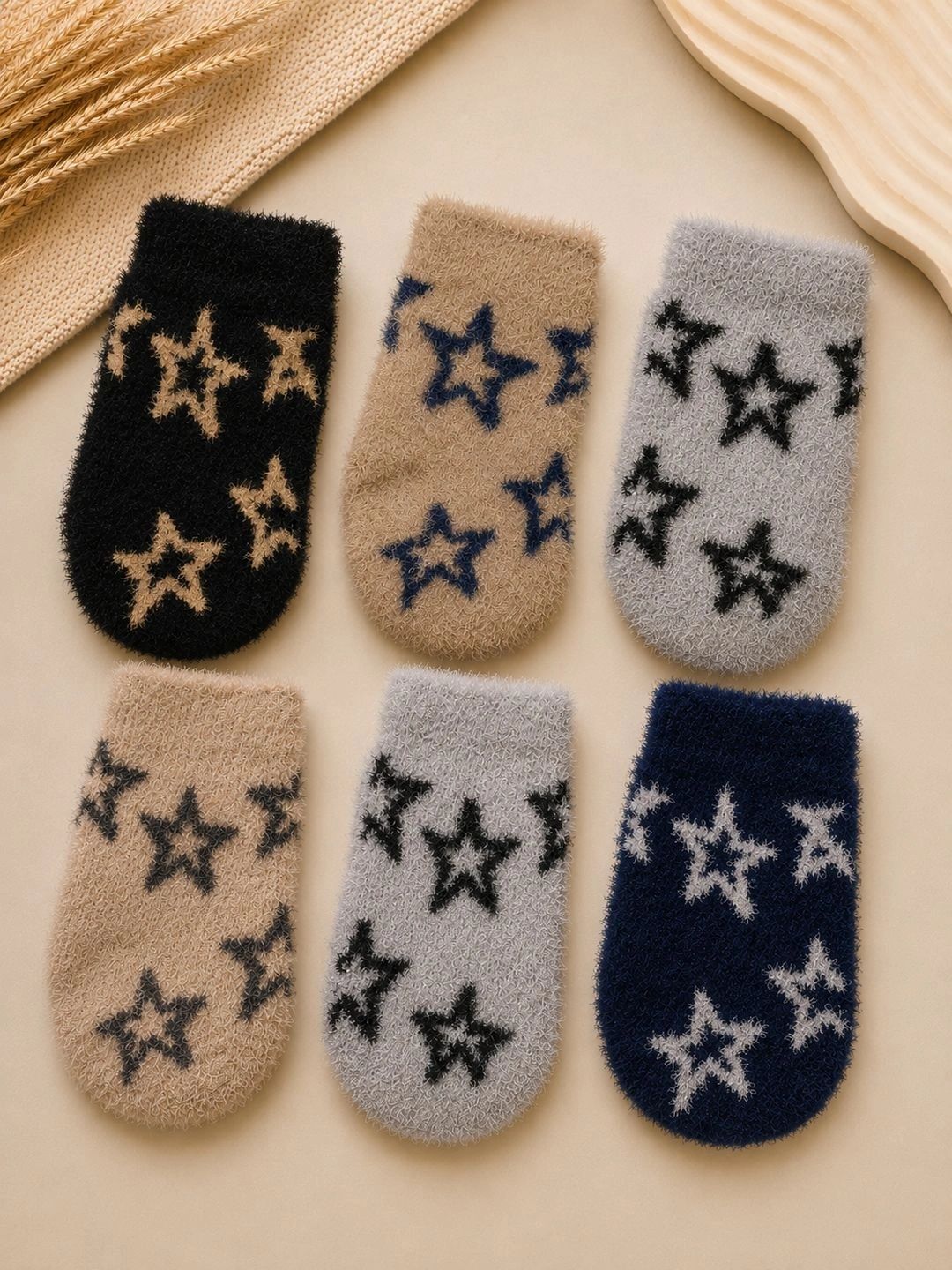 CORTICA Unisex Kids Pack of 6 Wool Blend Assorted Patterned Ankle Length Socks-picture-49