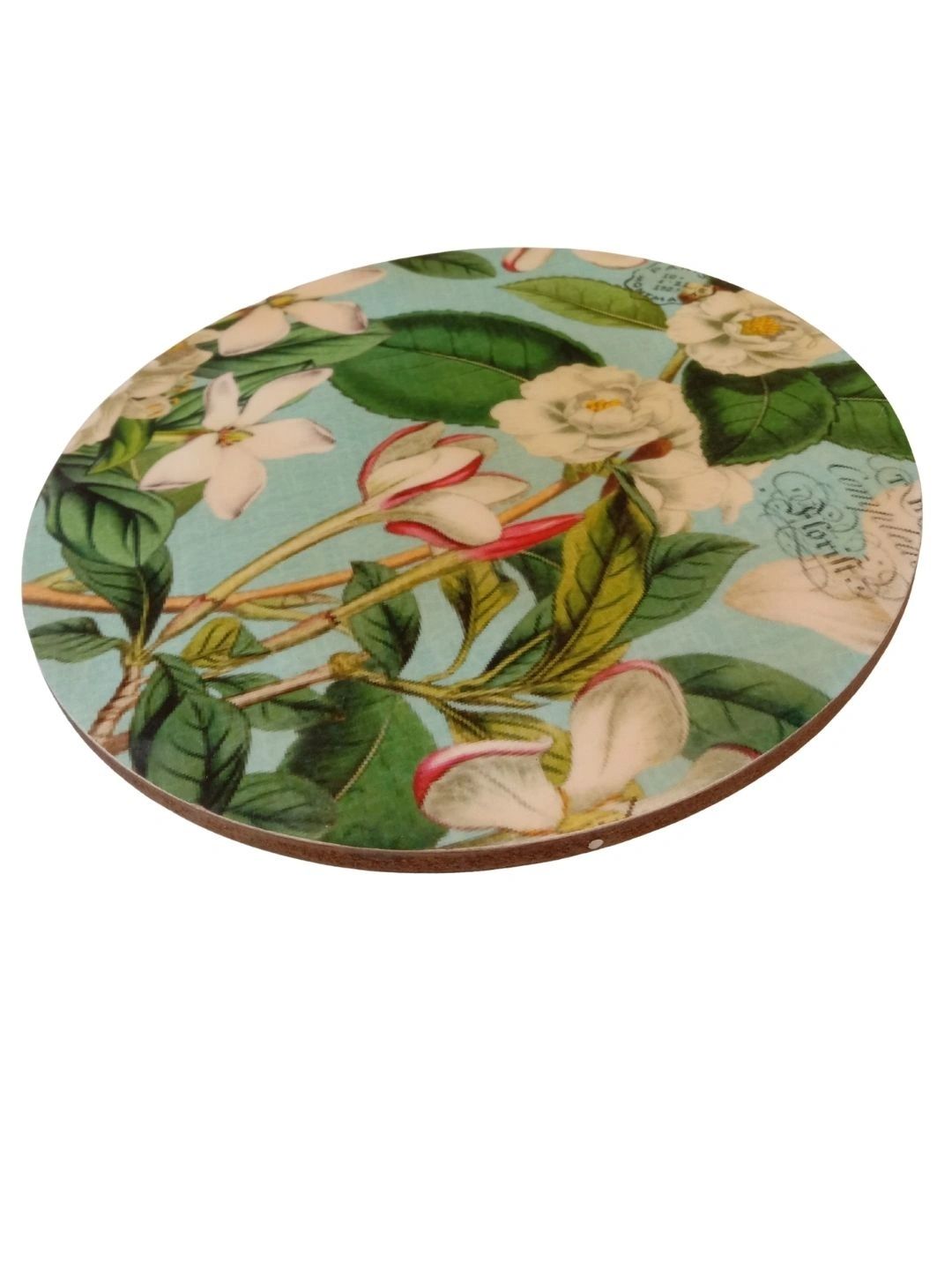 THE HOME CO. 4-Pcs Green & Beige Printed Round Table Placemats-picture-44