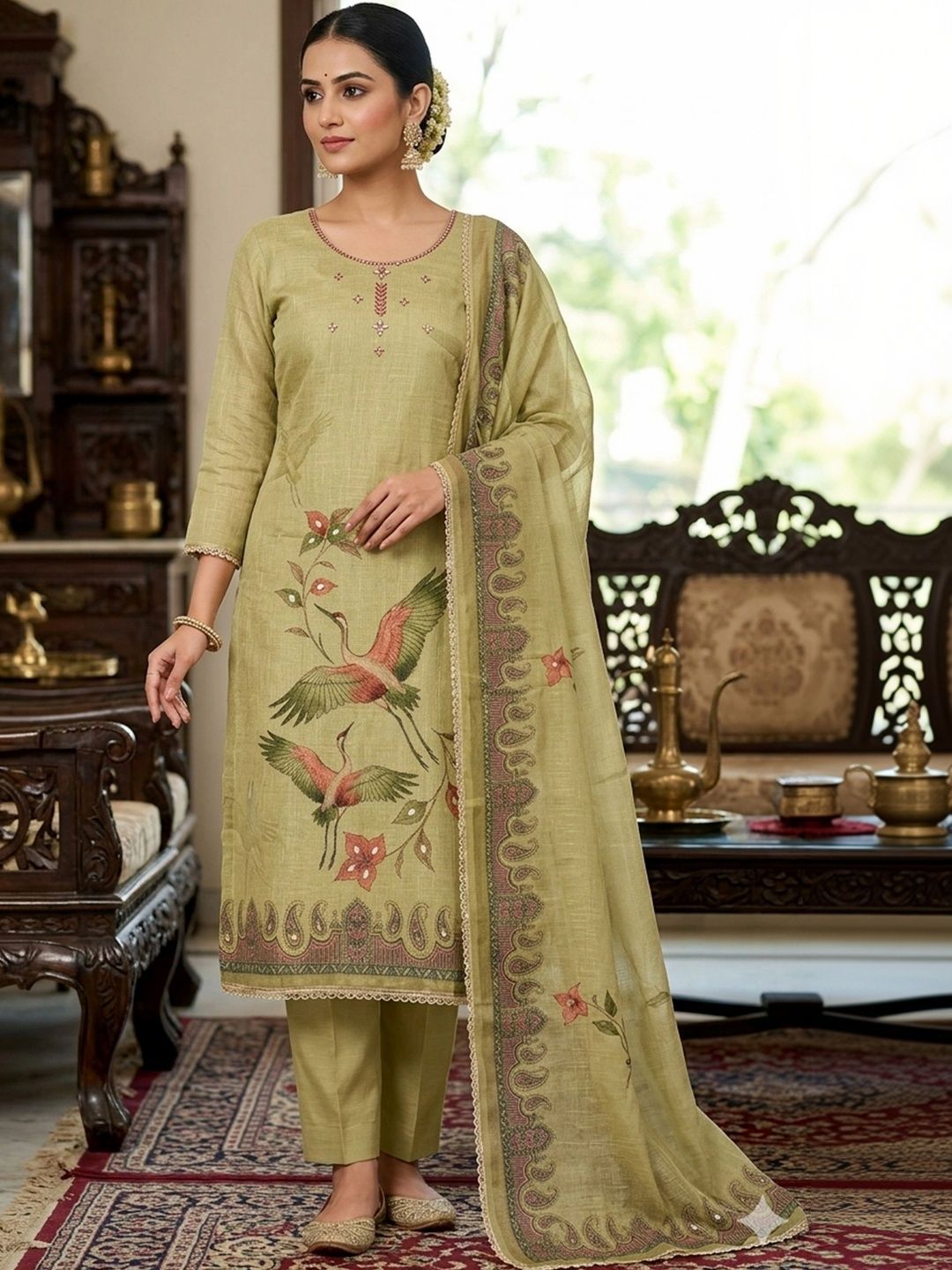 MANVAA Printed Linen Unstitched Dress Material-image-20