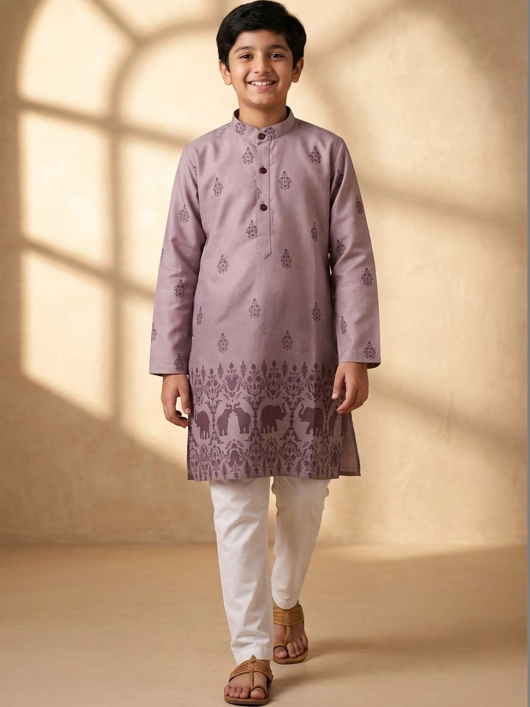 Aj DEZInES Boys Ethnic Motifs Printed Regular Kurta with Pyjamas-picture-22