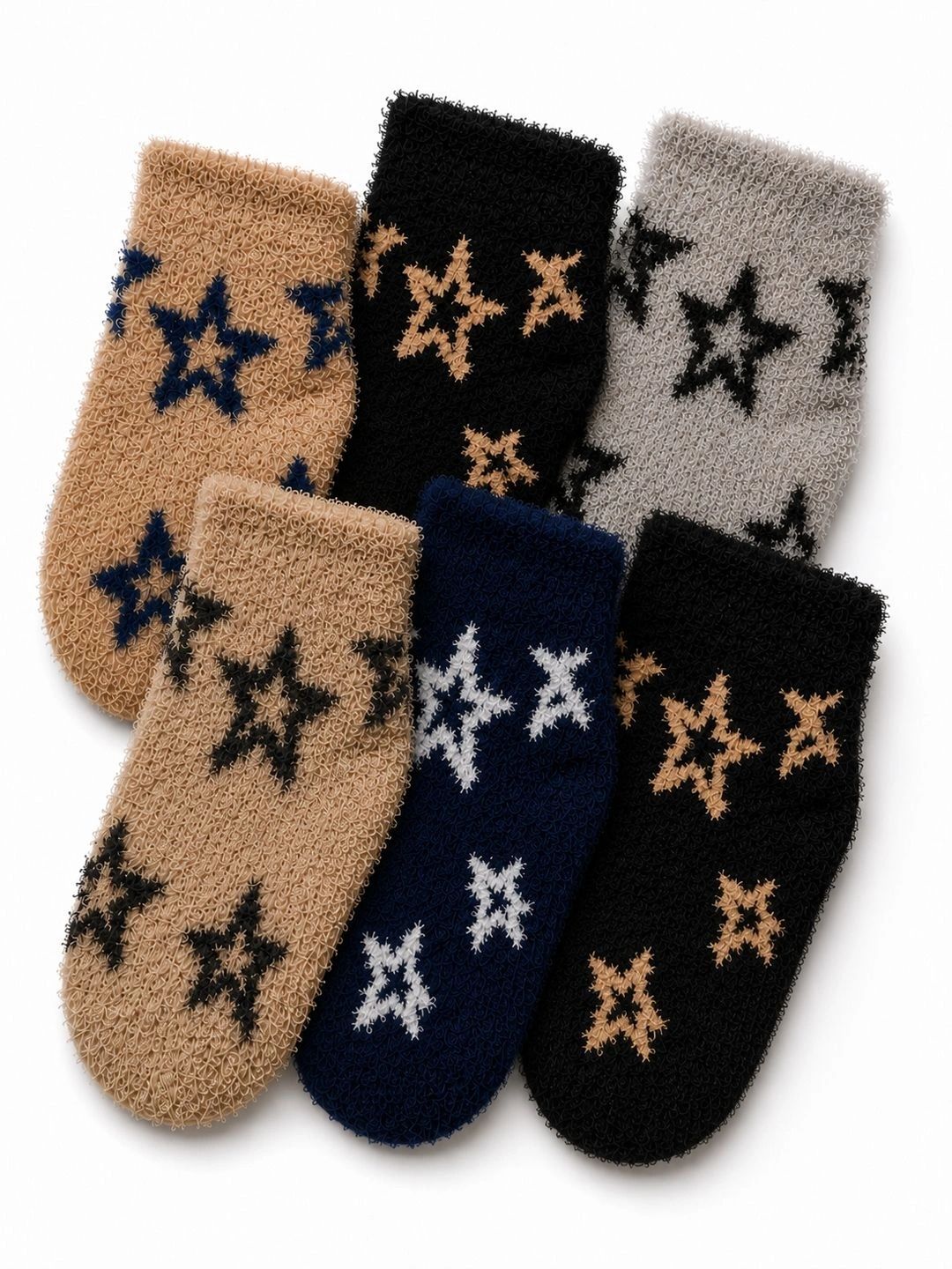CORTICA Unisex Kids Pack of 6 Wool Blend Assorted Patterned Ankle Length Socks-picture-53
