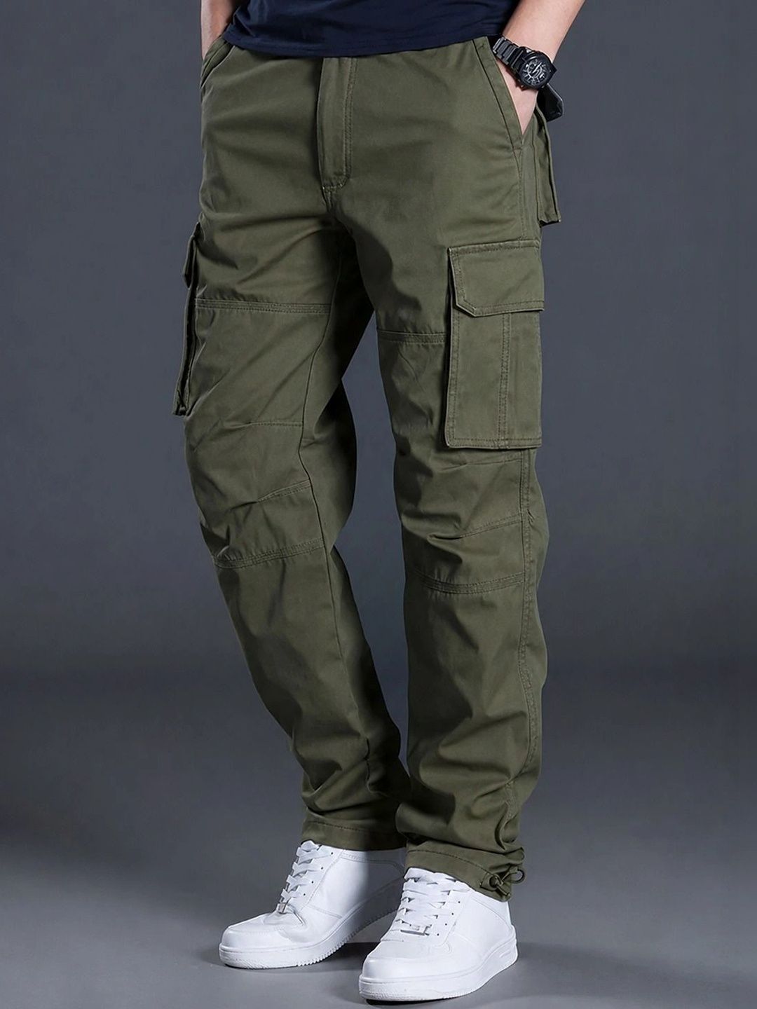 COMBRAIDED Men Pleated Cargos Trousers-picture-20