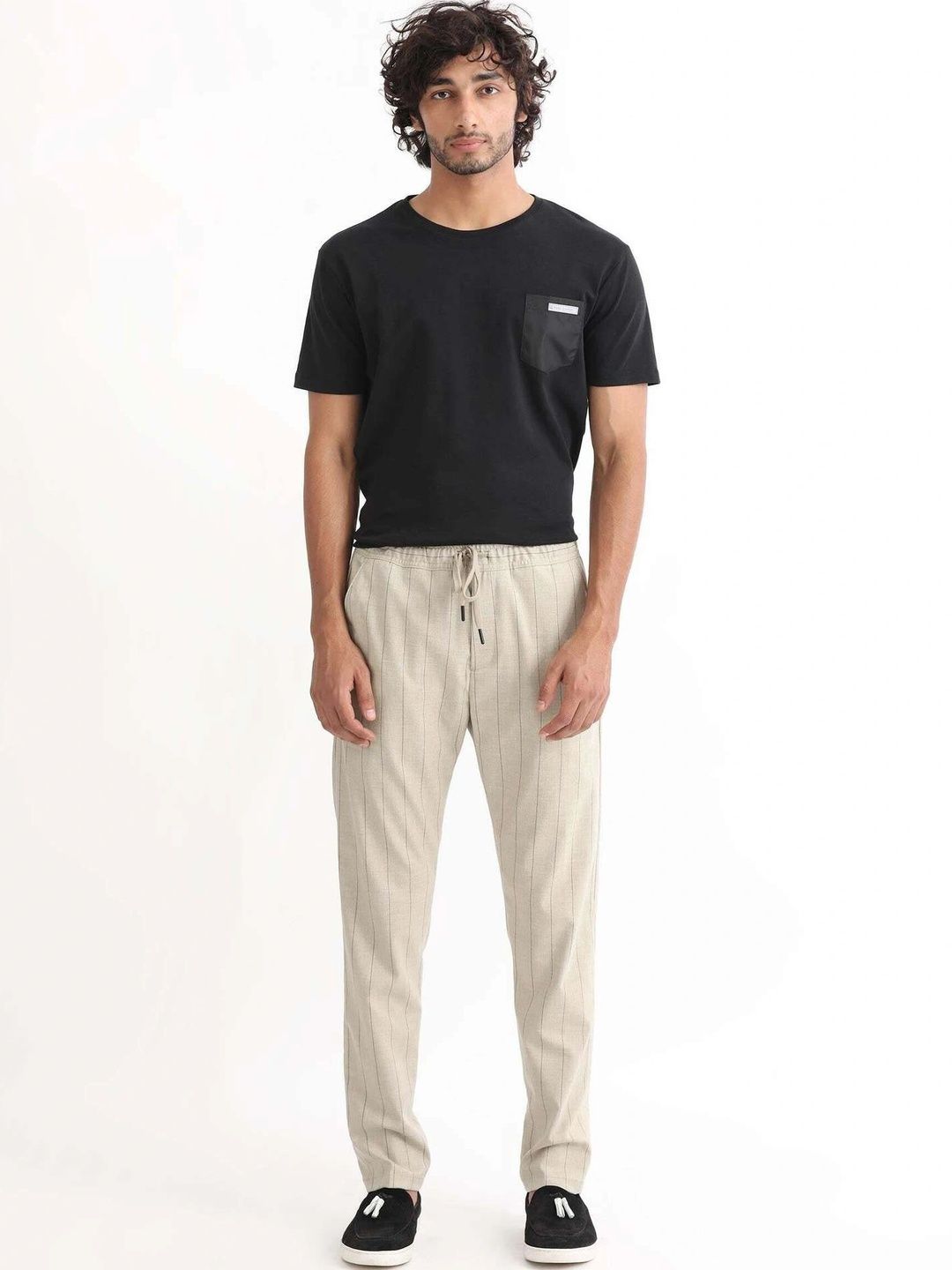 Global Jeans Men Striped Mid-Rise Relaxed Fit Lounge Pants-picture-38