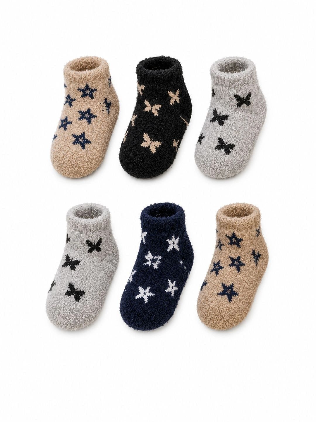 CORTICA Unisex Kids Pack of 6 Wool Blend Assorted Patterned Ankle Length Socks-picture-29