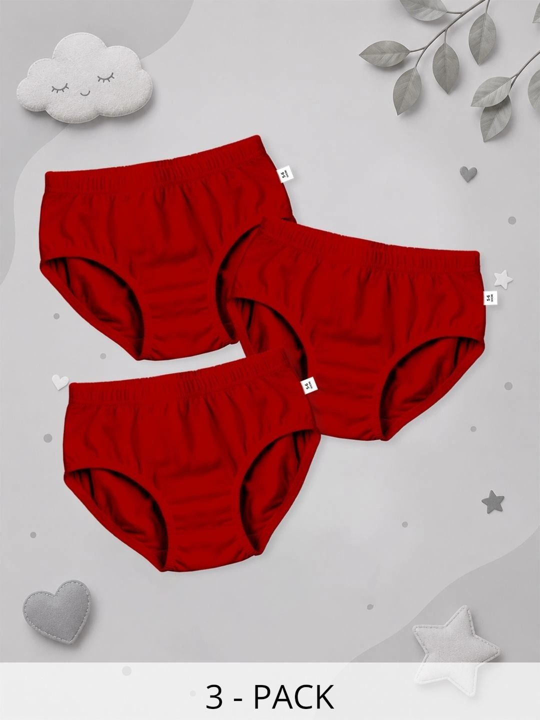 DOODLEBERRY Boys Pack of 3 Anti Microbial Cotton Basic Briefs-picture-35
