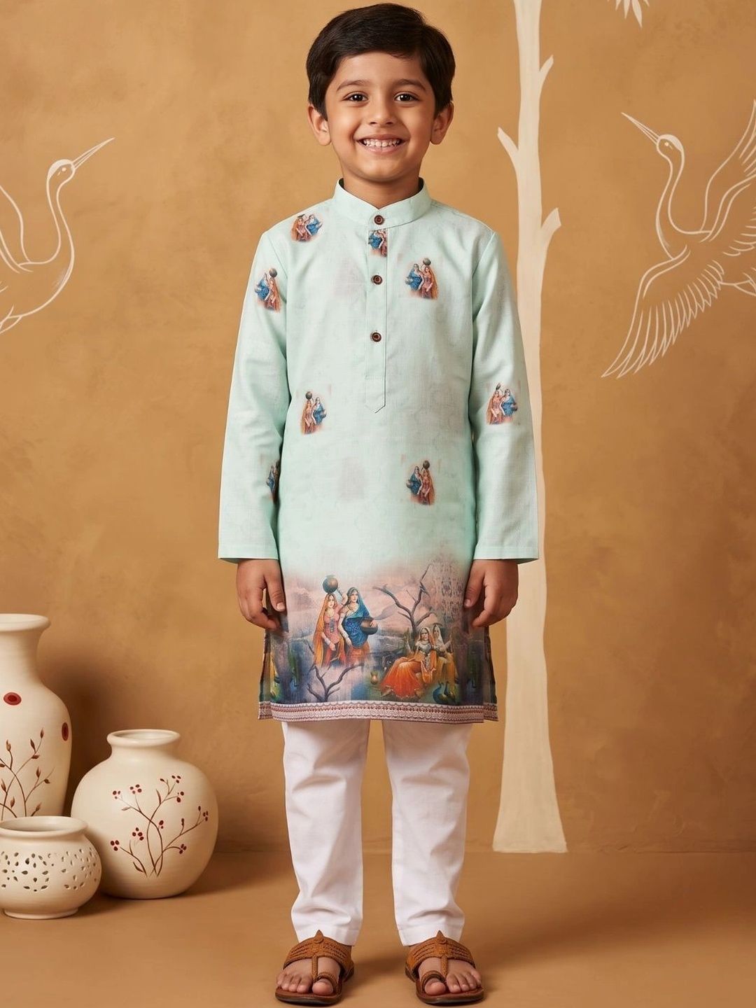 Aj DEZInES Boys Ethnic Motifs Printed Regular Kurta with Pyjamas-picture-23