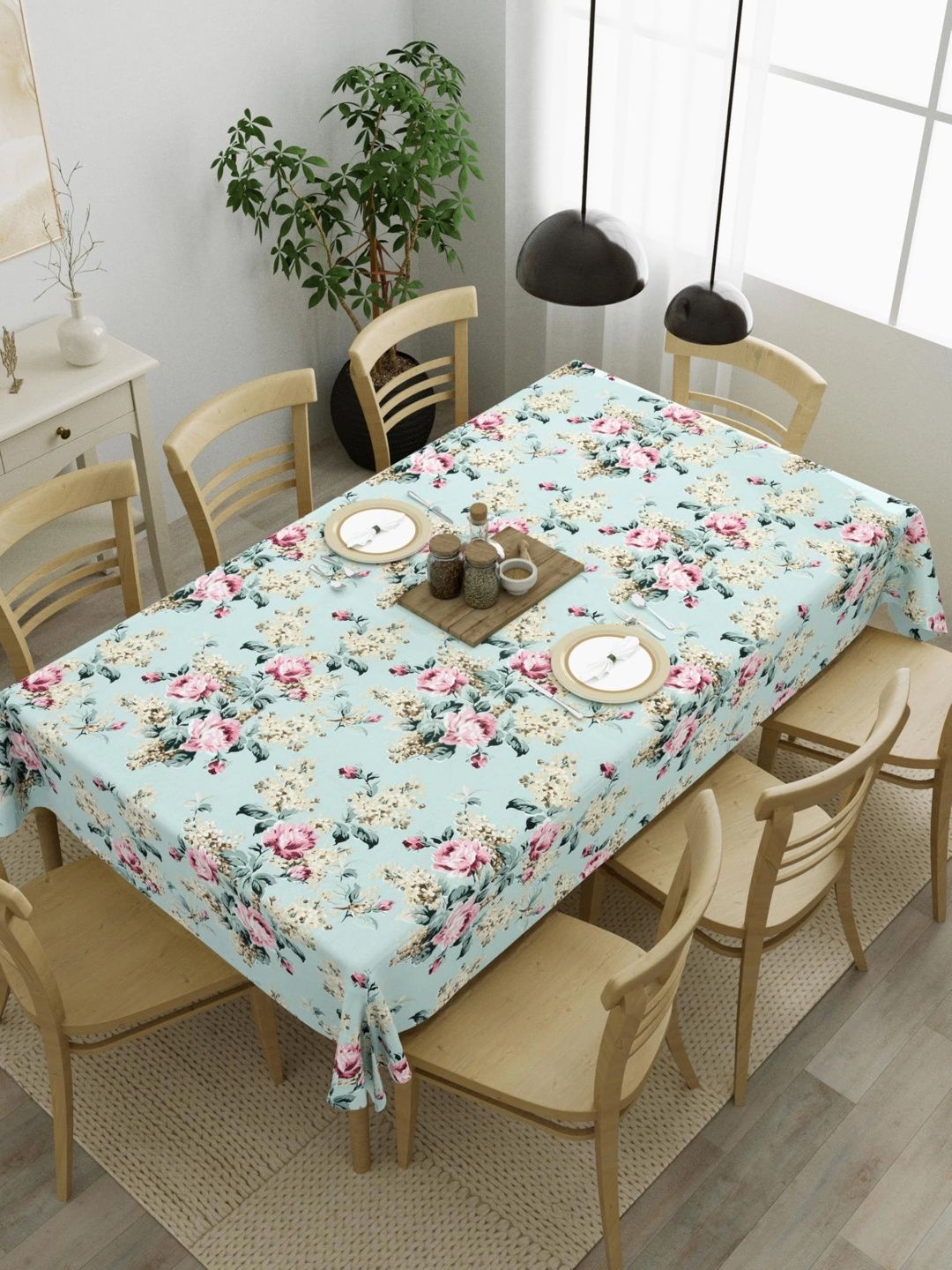 Aura Green Floral Cotton 6-Seater Table Cover-picture-27