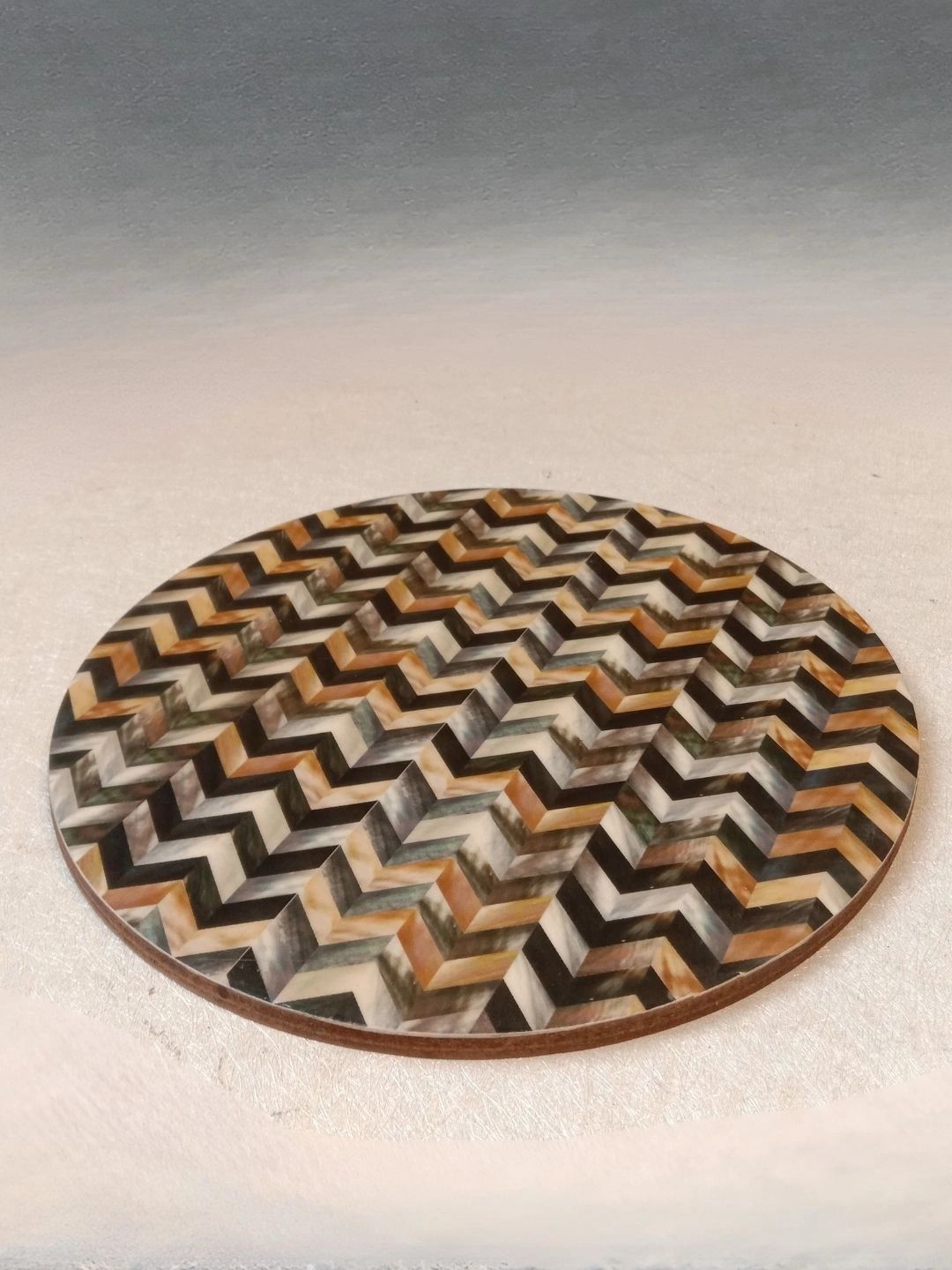 THE HOME CO. Cream & Brown Printed Round Table Placemats-picture-38