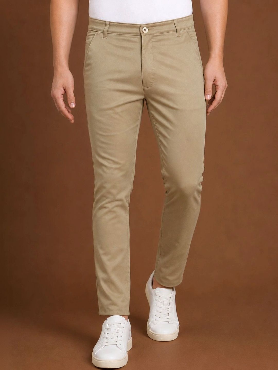 Roadster Men Relaxed Tapered Fit Easy Wash Chinos Trousers-picture-33