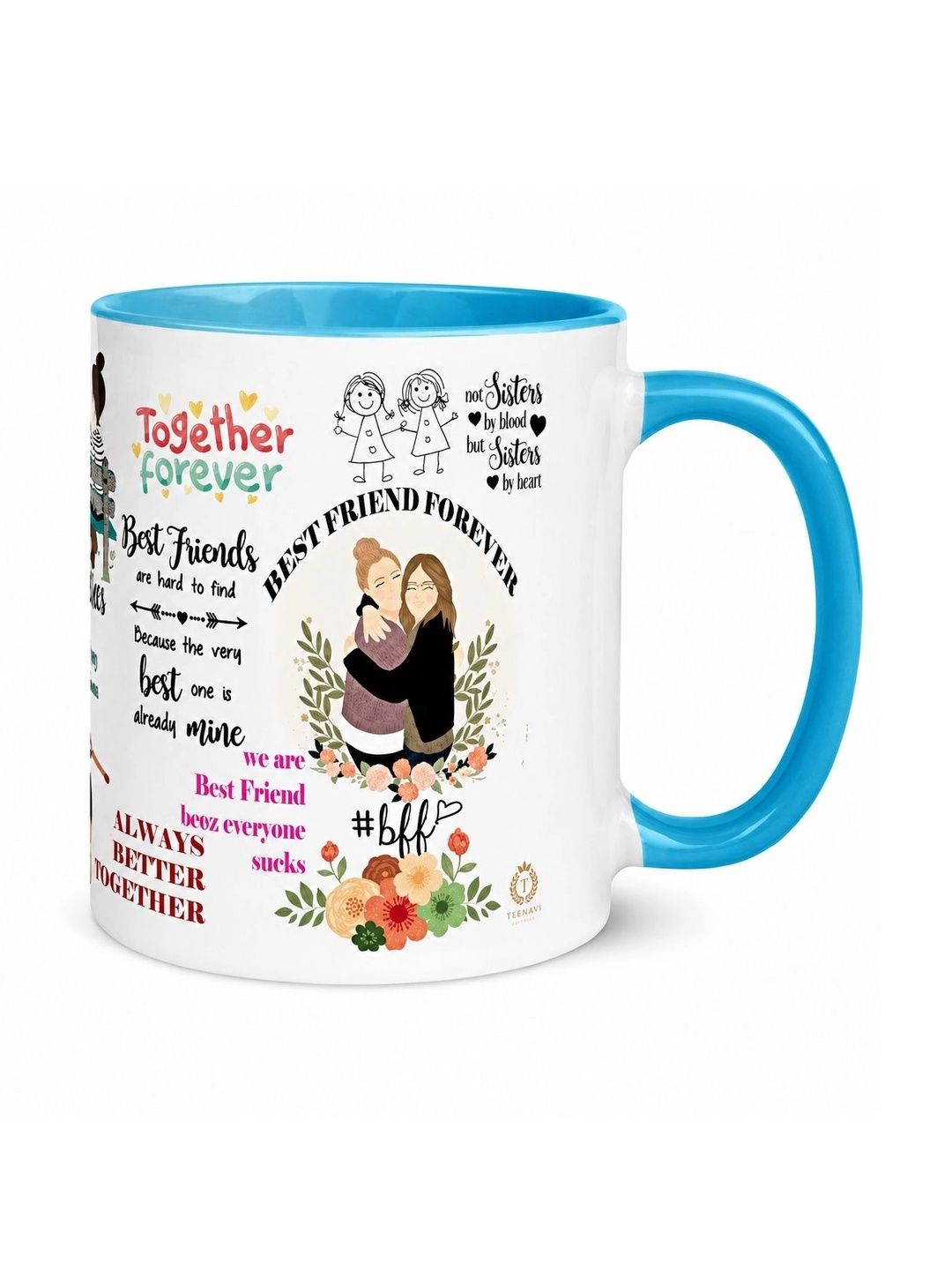 TAJNAN Blue Text or Slogans Printed Ceramic Glossy Mugs Set of Cups and Mugs-picture-8