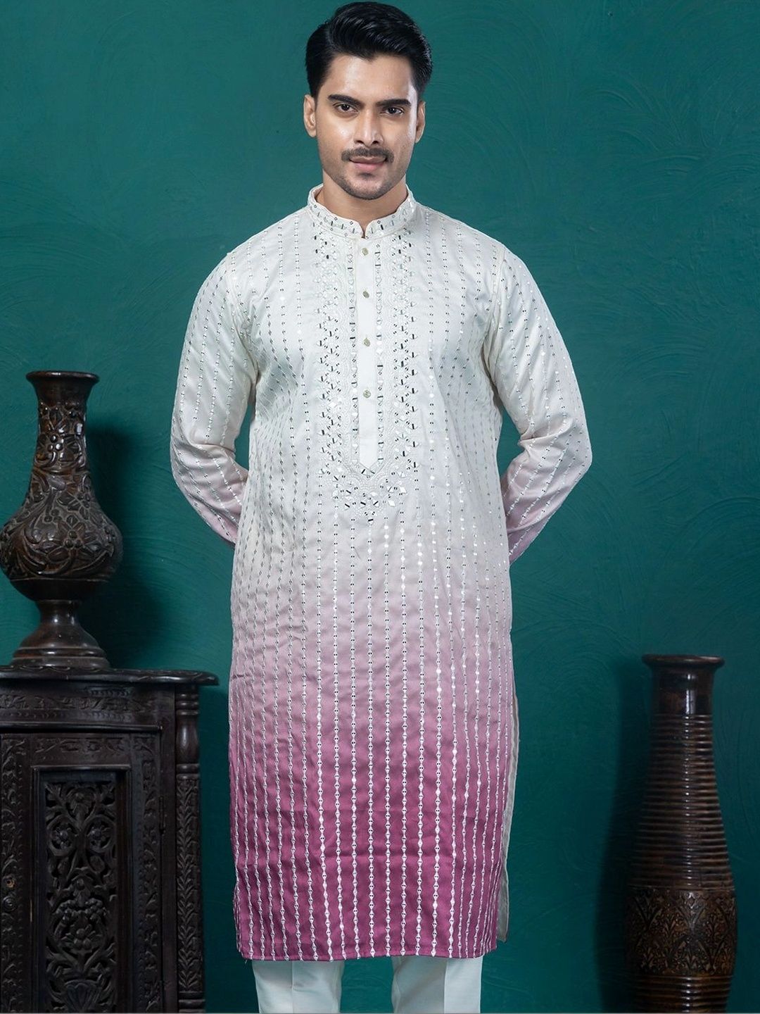 EKYAA Men Embellished Mirror Work Kurta-picture-11