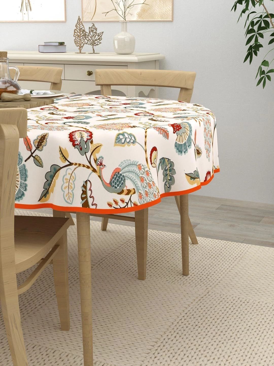 Myntra Elegant Homes Multicoloured Cotton Oval 4-Seater Table Cover-picture-20