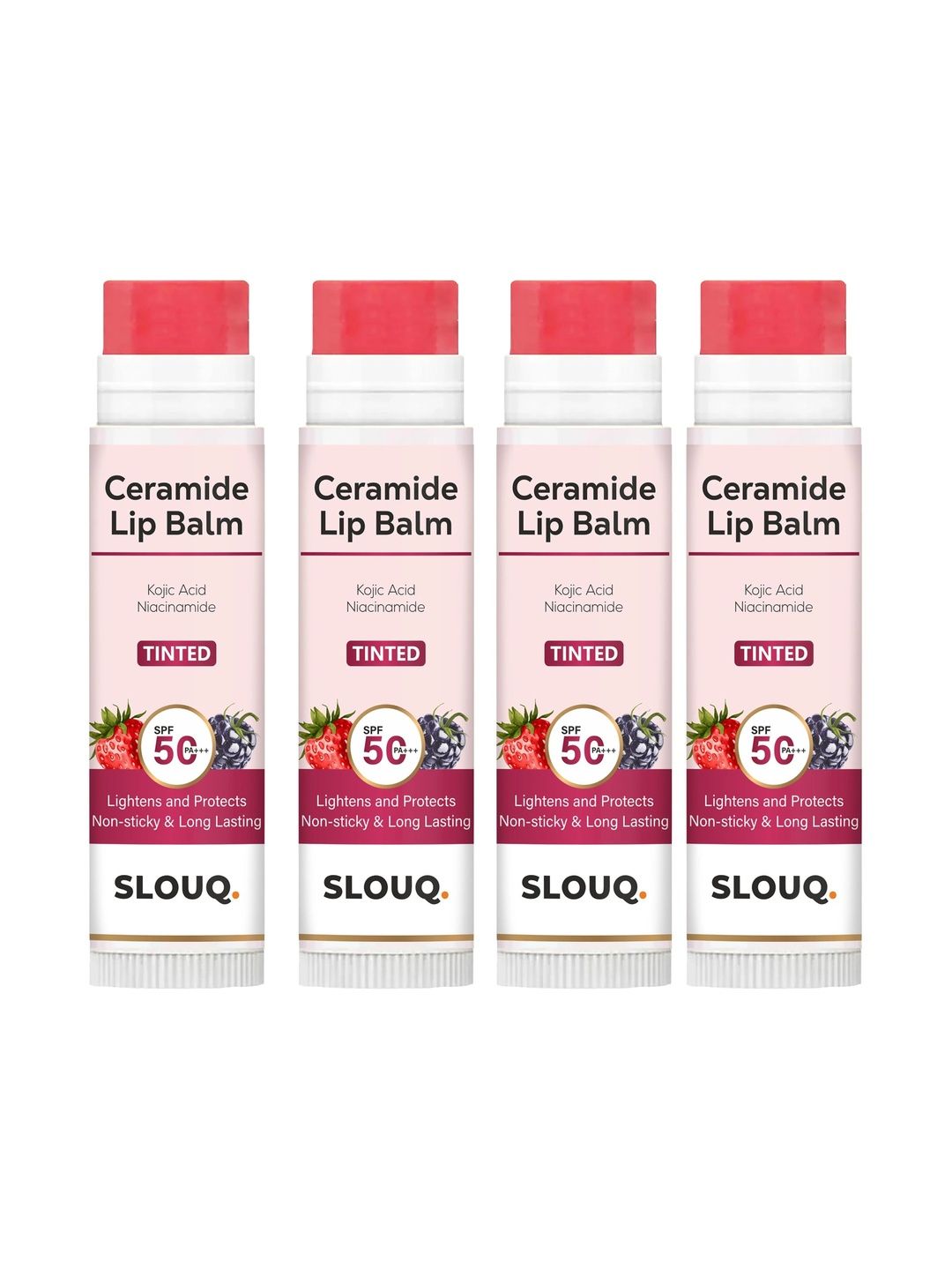 Slouq Set Of 4 Tinted Ceramide Lip Balm SPF50 PA+++ - 5 g Each - Natural Pink-picture-18