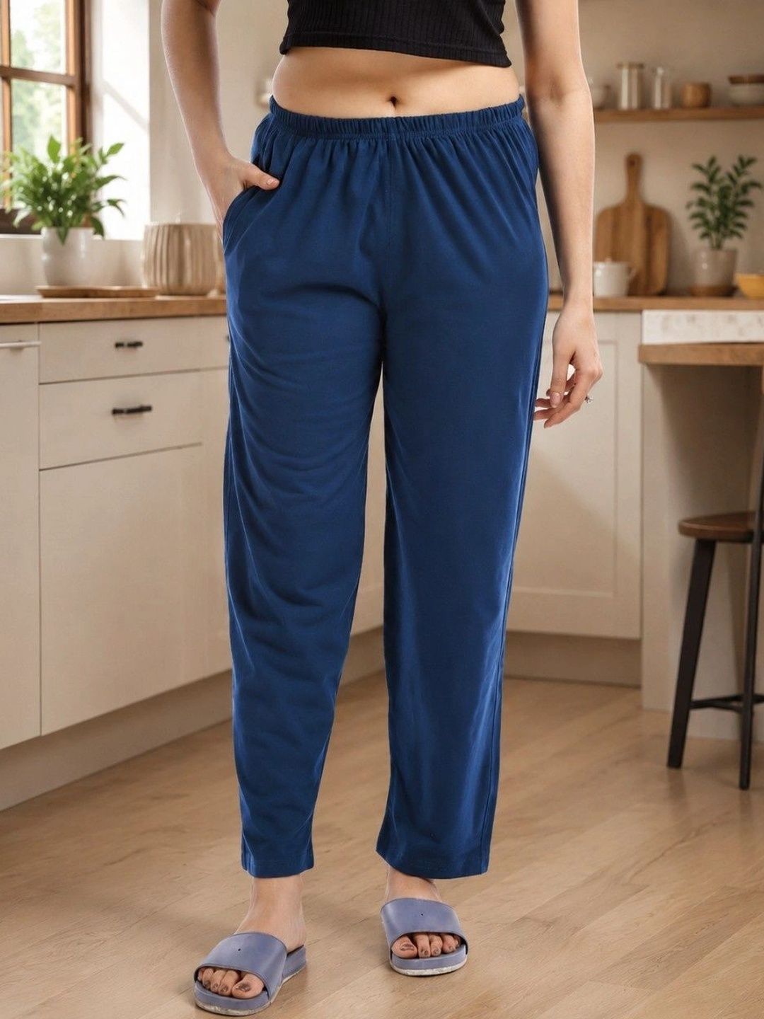 CODE-9 Women Pure Cotton Mid Rise Lounge Pants-picture-13