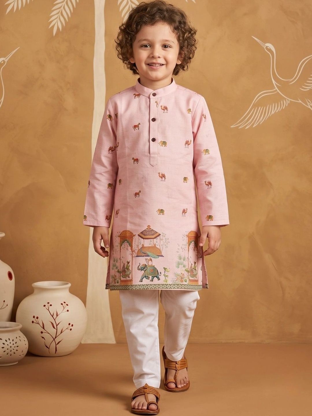 Aj DEZInES Boys Ethnic Motifs Printed Regular Kurta with Pyjamas-picture-39