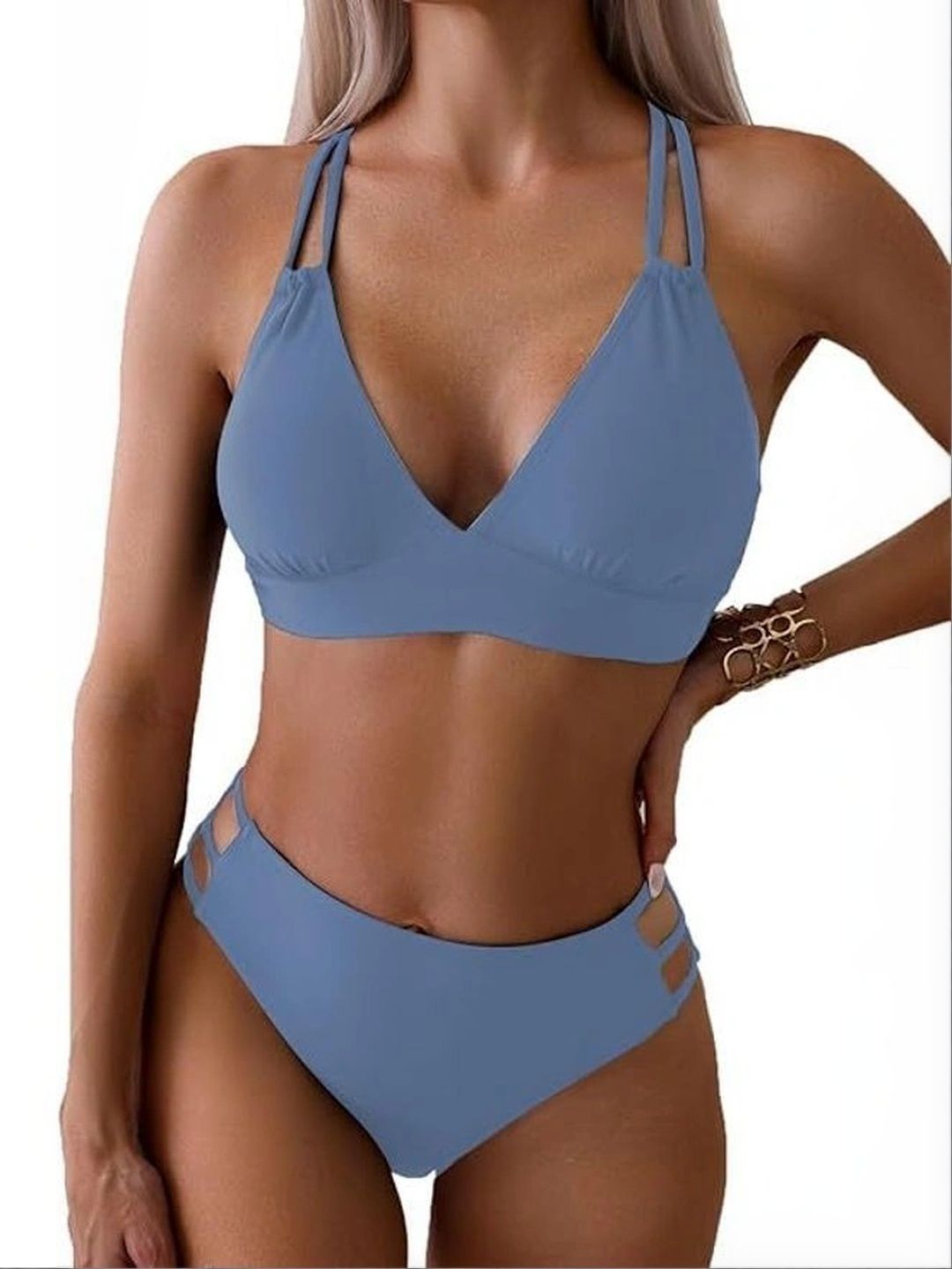 Shreeji couture V-Neck Swim Bikini Set-image-35