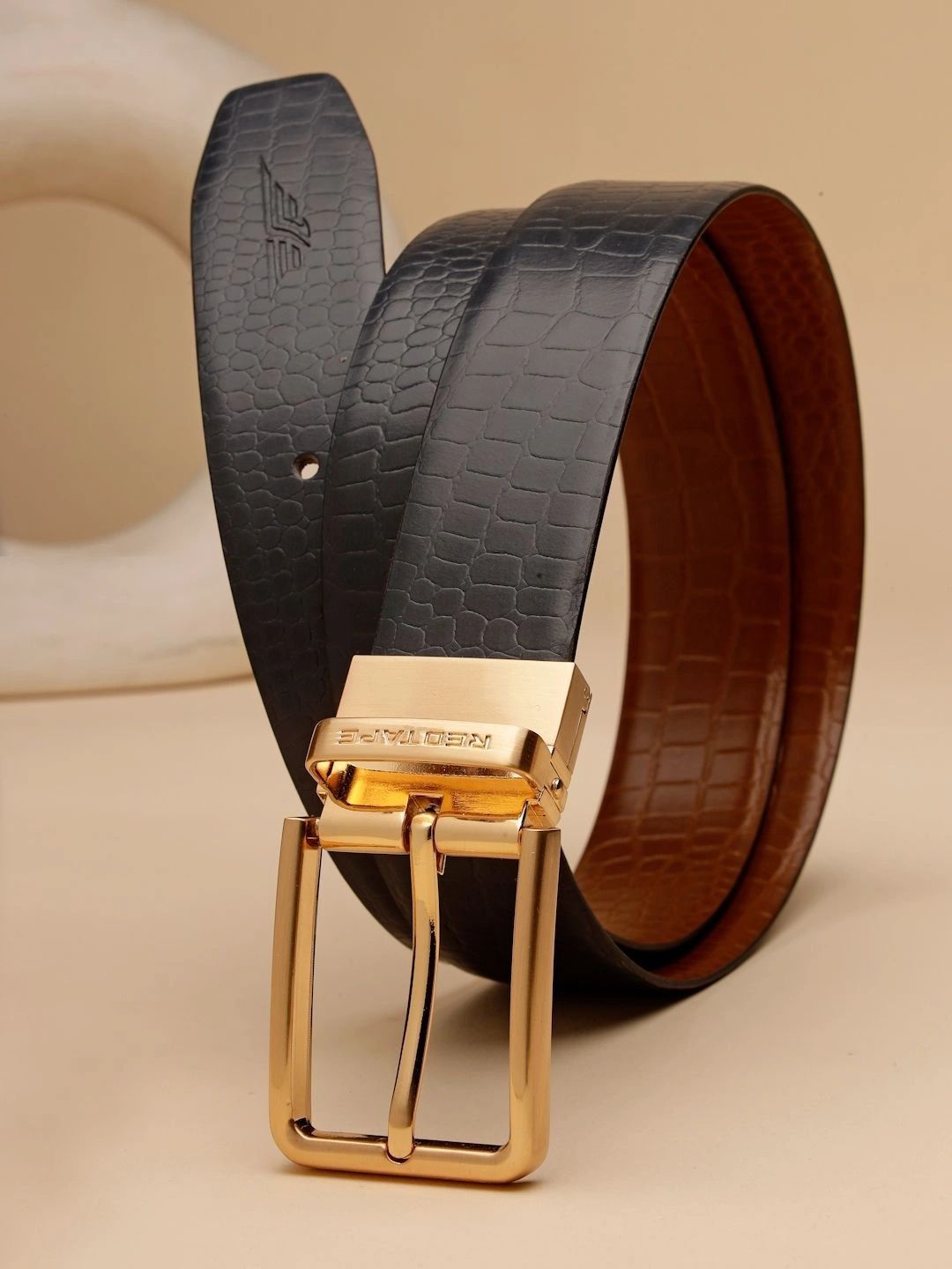 Red Tape Men Textured Leather Reversible Belt-picture-33
