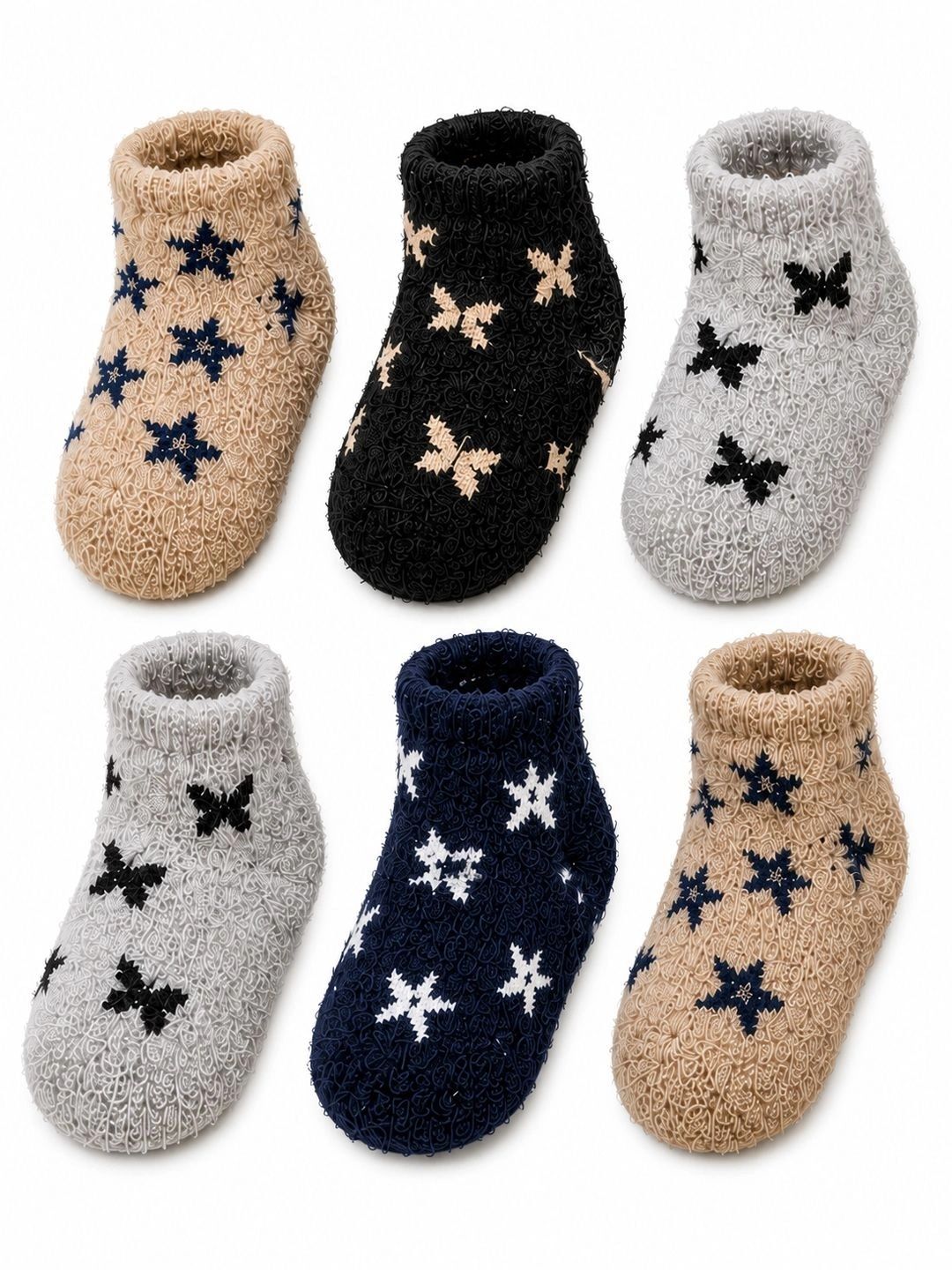 CORTICA Unisex Kids Pack of 6 Wool Blend Assorted Patterned Ankle Length Socks-picture-28