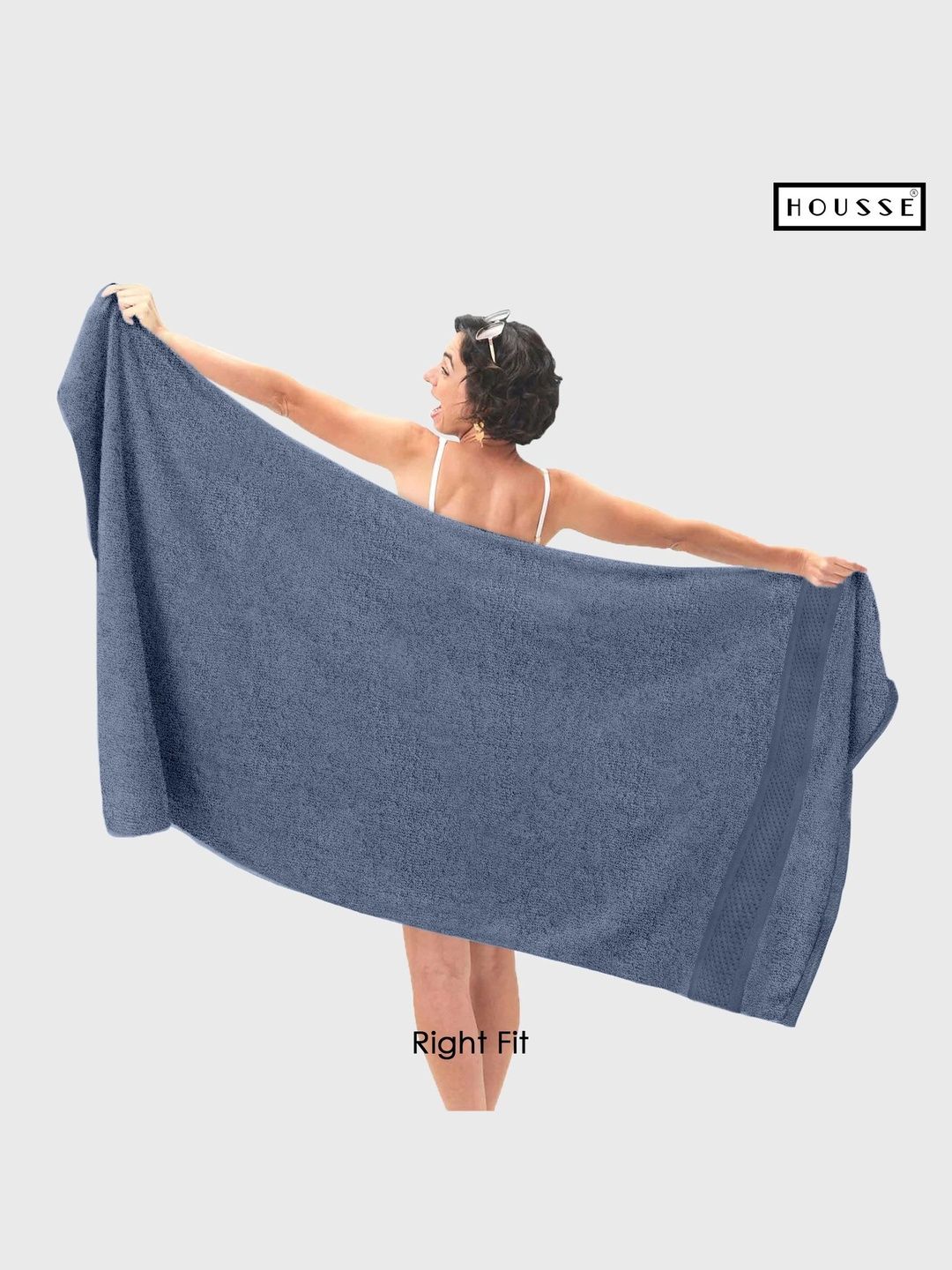HOUSSE Beige & Navy Blue 1 Cotton 600 GSM Bath Towel-image-47