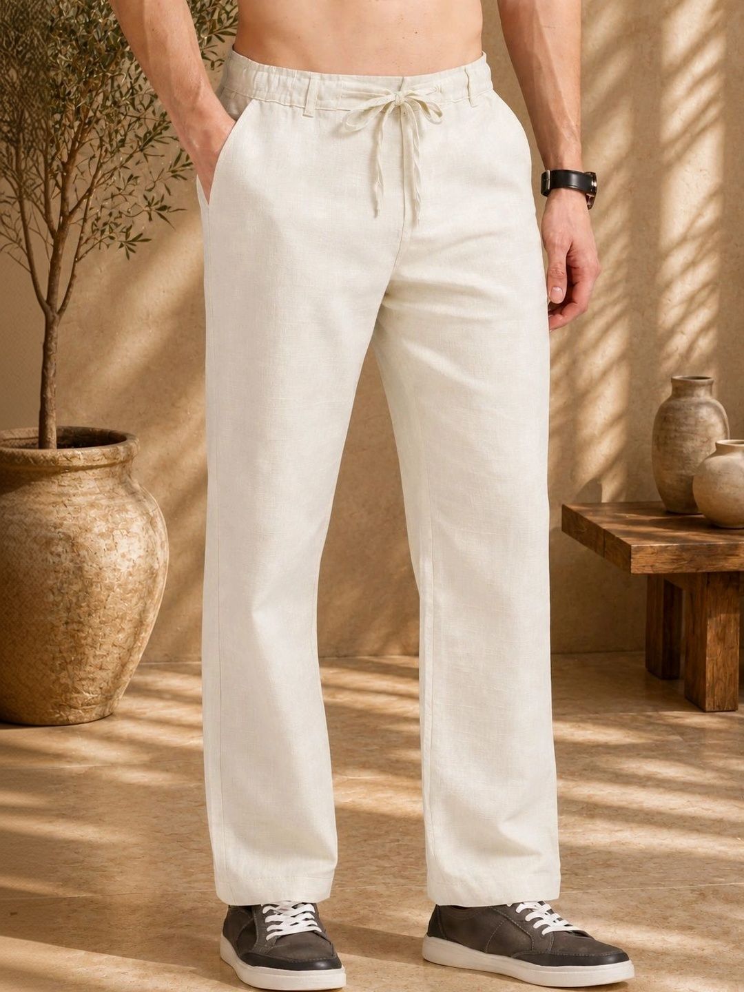 Blezza Men Relaxed Easy Wash Trousers-picture-35