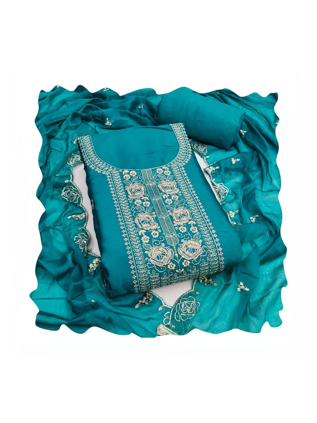 MANVAA Embroidered Satin Unstitched Dress Material-picture-9