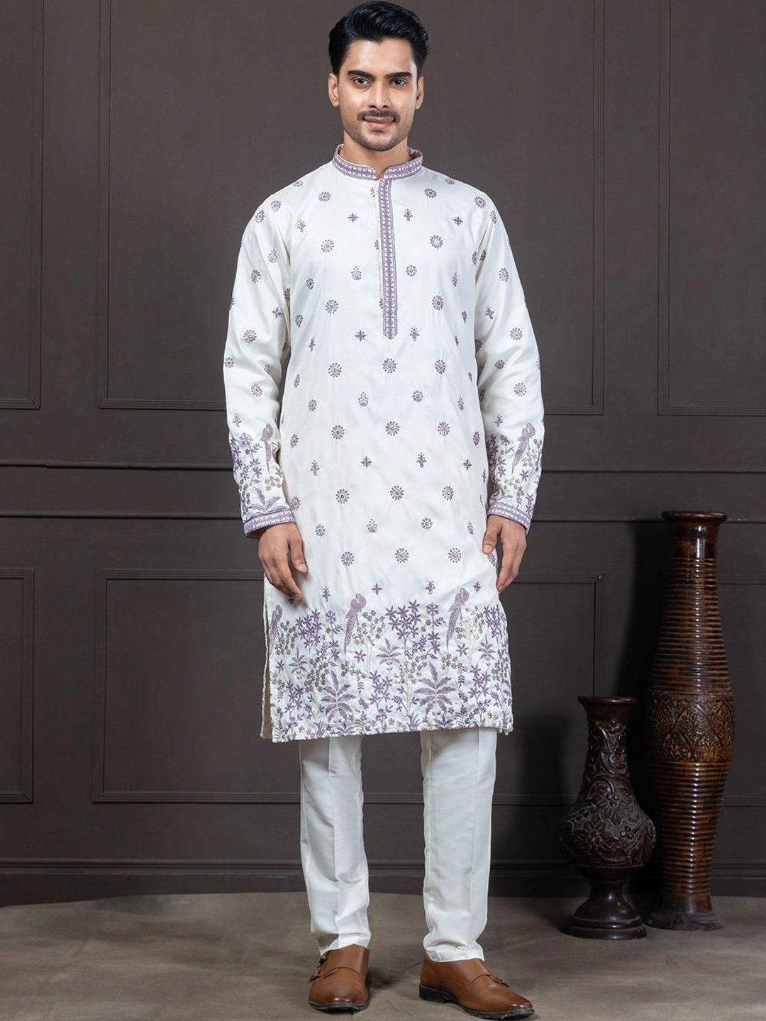 EKYAA Men Ethnic Motifs Embroidered Thread Work Kurta-picture-17