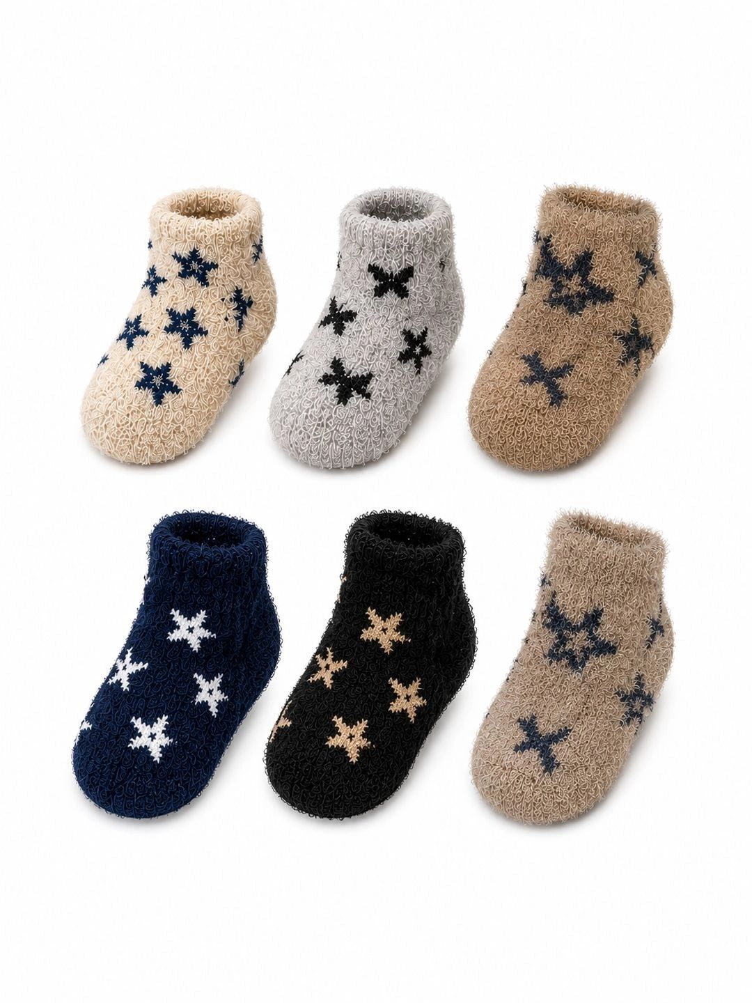CORTICA Unisex Kids Pack of 6 Wool Blend Assorted Patterned Ankle Length Socks-picture-57